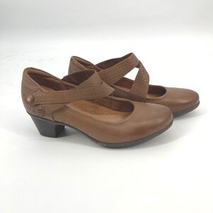 Cobb Hill by Rockport Brown Leather Mary Jane Heel Shoes Women's US 8 Work